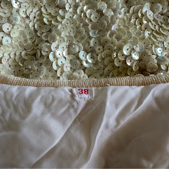 Vintage 1960s Glam Rare One Of Kind Fully Sequin Wool Blazer Jacket Top Ivory - Picture 10 of 11